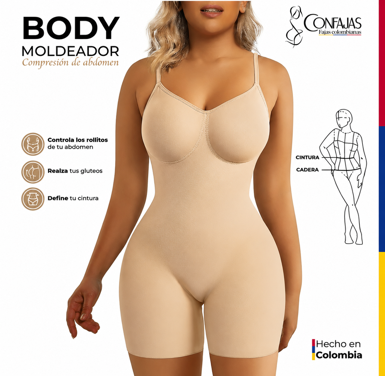 Body reductor realza glúteos reloj de arena